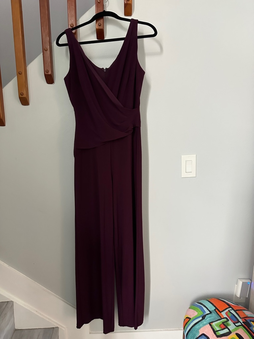 Nine West Plum Sleeveless Draped Jumpsuit